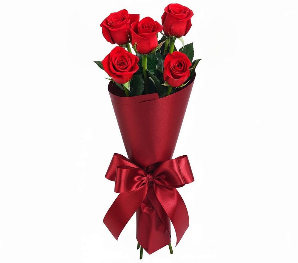 Букет 5 Красных роз Эдлесс Лав в Ольгинской