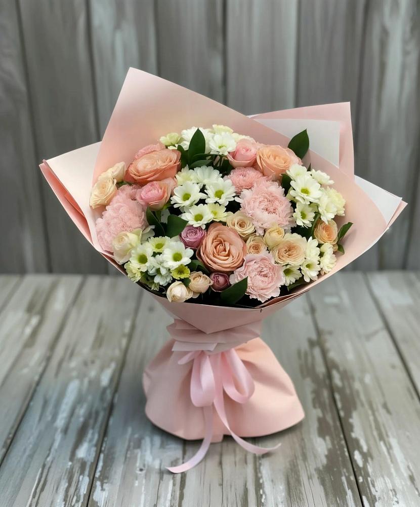 Букет цветов из: Гвоздики, Розы и Хризантемы в Ольгинской