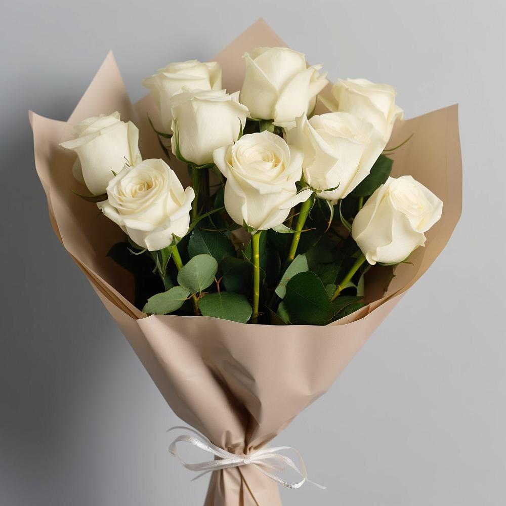 Букет 9 Белых роз Эдлесс Лав в Ольгинской