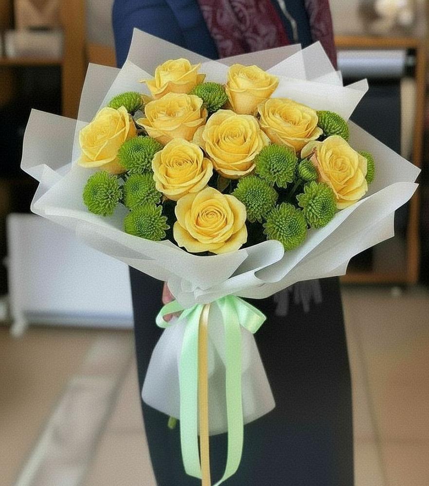 Букет цветов из: Хризантемы и Розы в Ольгинской