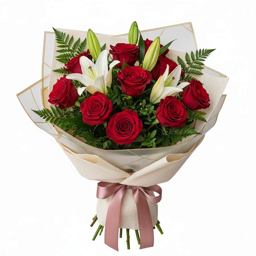 Букет цветов из: Лилии и Розы в Ольгинской