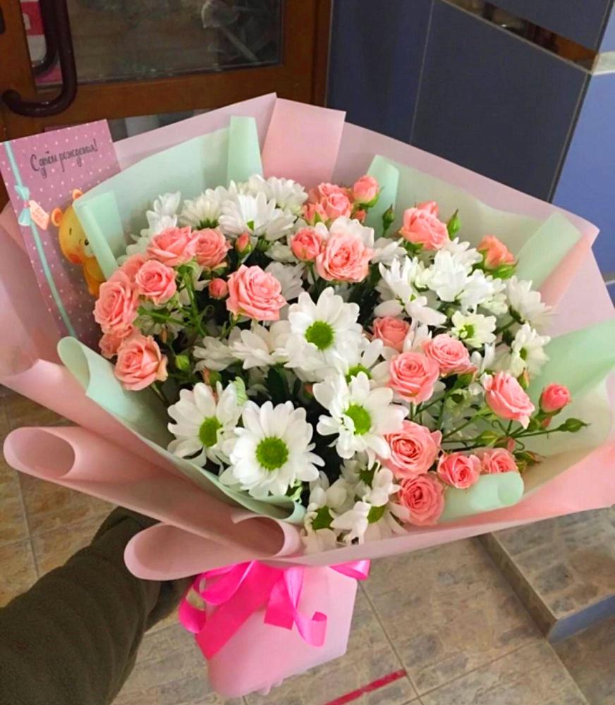 Букет цветов из: Розы и Хризантемы в Ольгинской