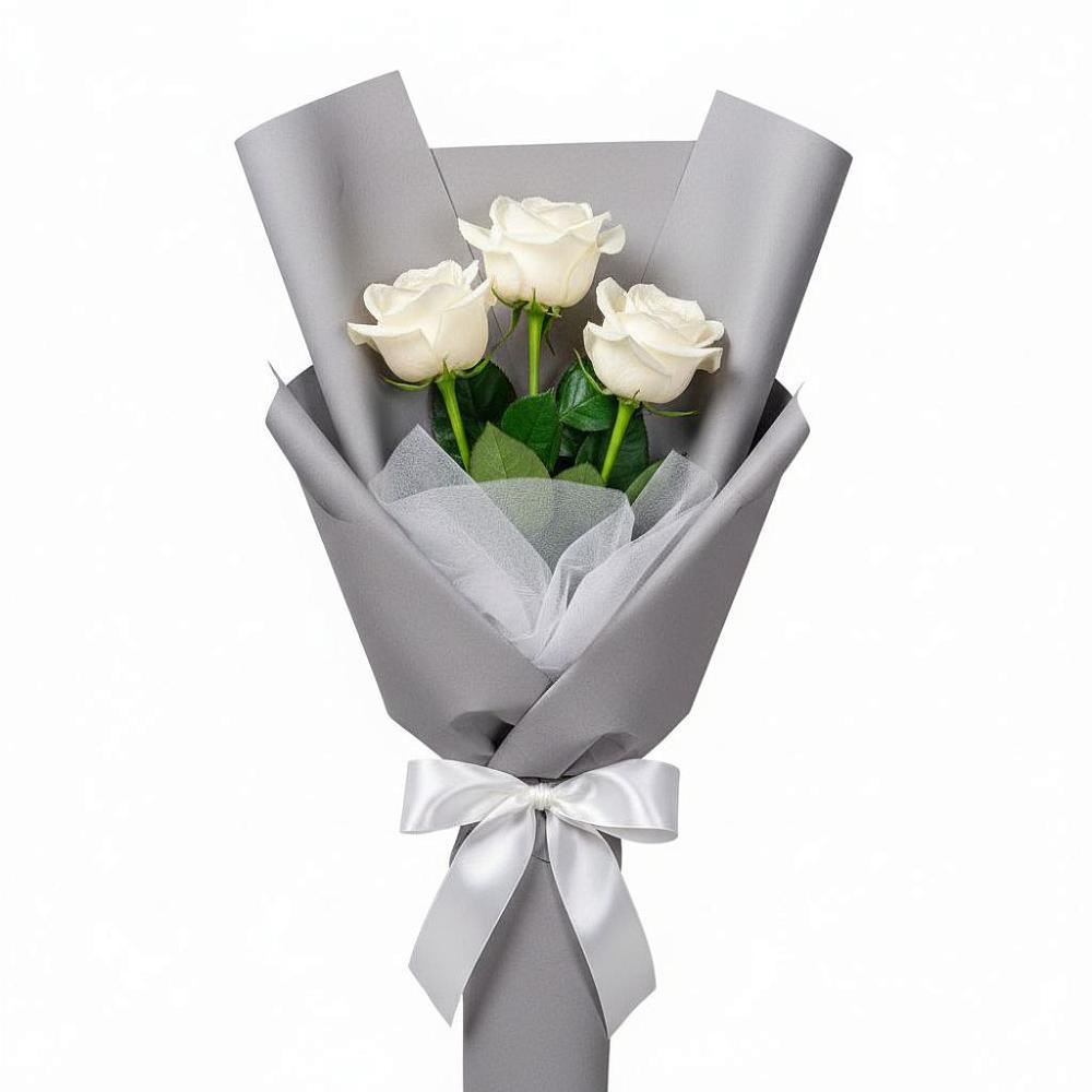 Букет 3 белые розы в Ольгинской