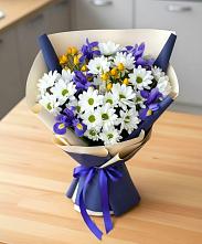 Букет цветов из:  Розы, Ирисы и Хризантемы в Ольгинской