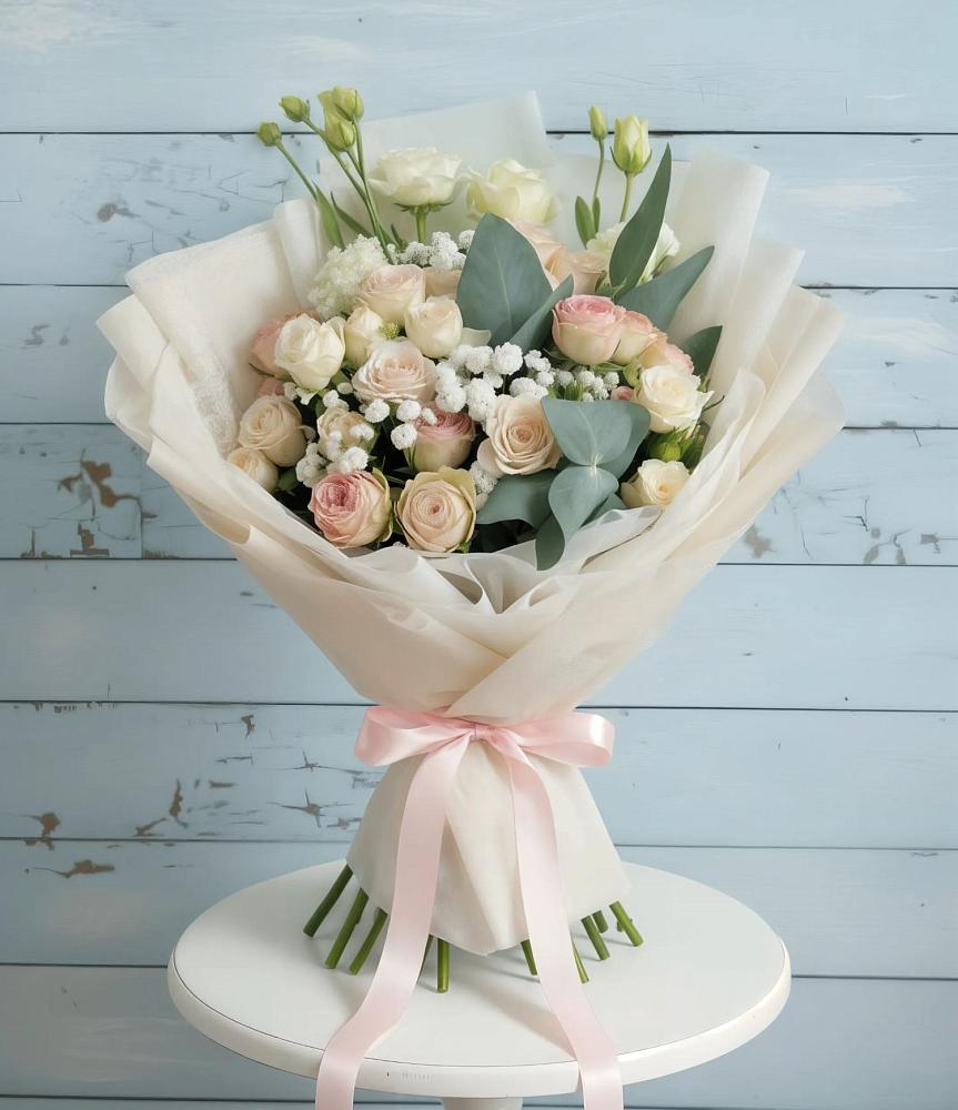 Букет цветов из: Розы и Лизиантусы в Ольгинской