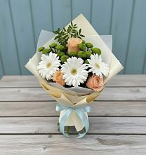 Букет цветов из:  Герберы, Розы и Хризантемы в Ольгинской